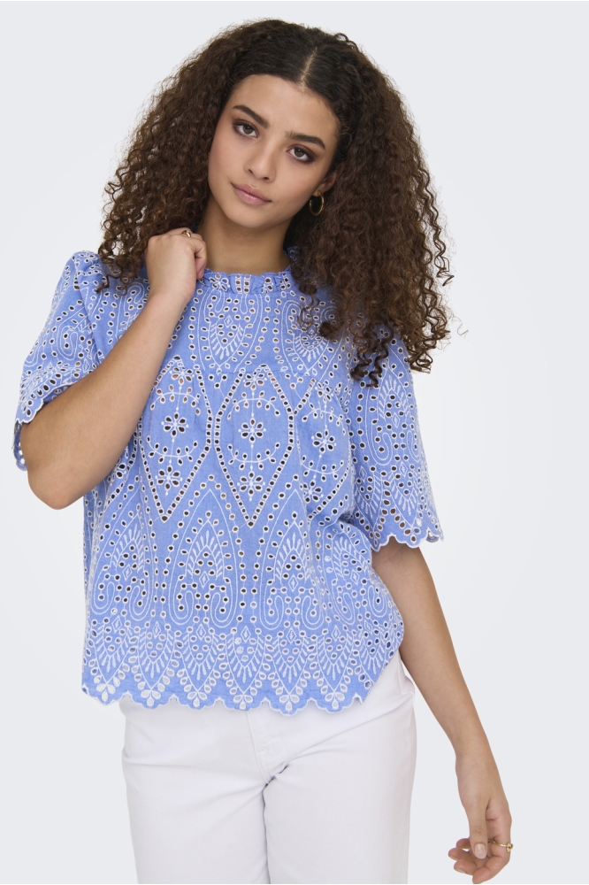 ONLNYLA TULUM EMB SS TOP WVN 15343163 BLUE BONNET